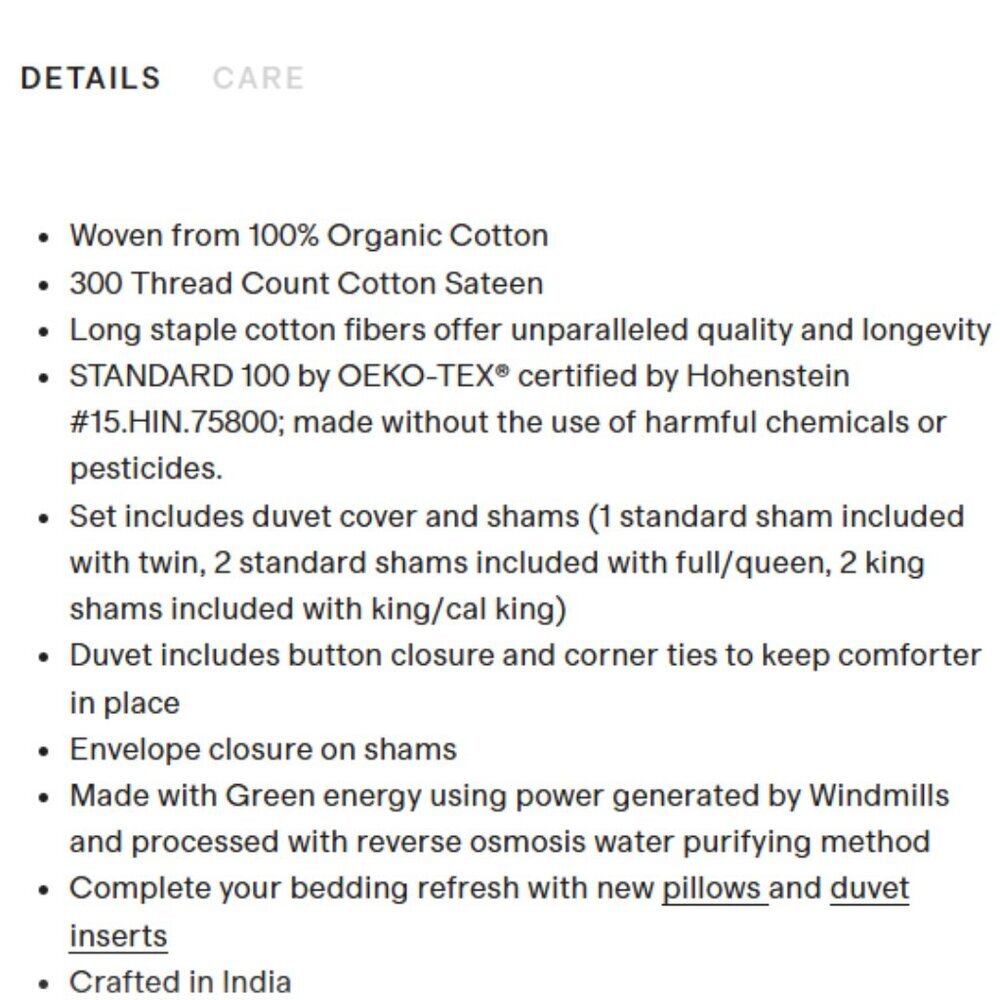 NWT QUINCE Luxury Organic Sateen Duvet Cover Shams Sand Full/Queen SOLD OUT Q21 - Picture 7 of 9